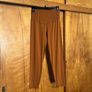 Offline By Aerie Real Me Smocked Waist 7/8 Leggings High Rise Burnt Orange